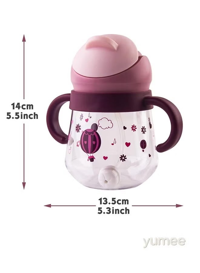 yumee Sippy Cup for Baby 6-12 Months, Spill-Proof & Leak-Proof with Weighted Straw, BPA-Free Soft Spout Trainer Cup with Handles, 260ml, Purple - Image 4